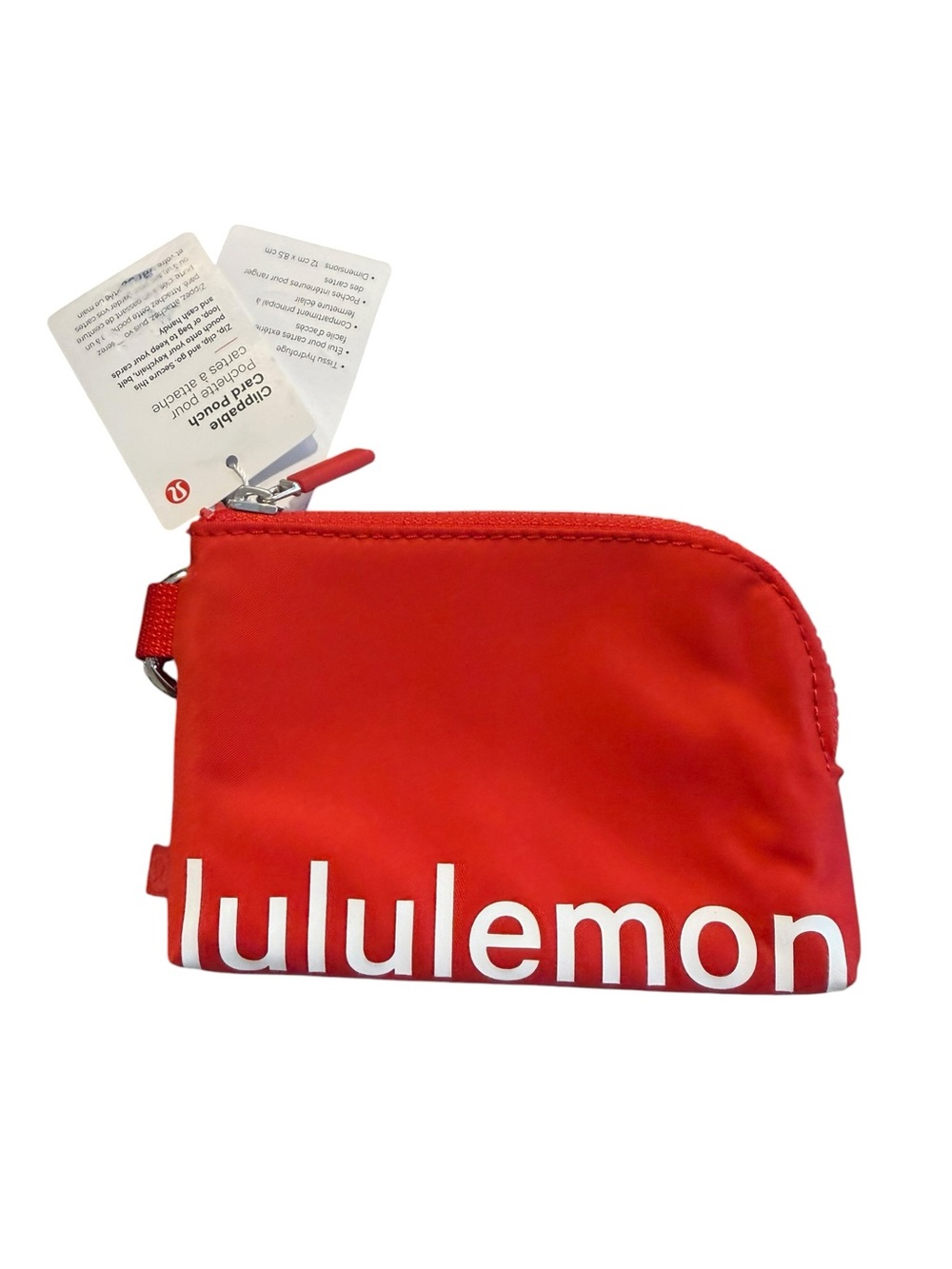 lululemon athletica Red clippable card pouch with Logo NWT
